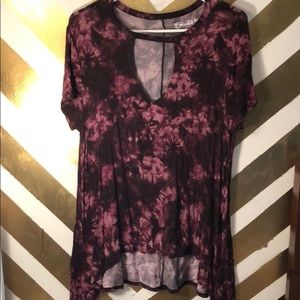 Purple and black high neck top